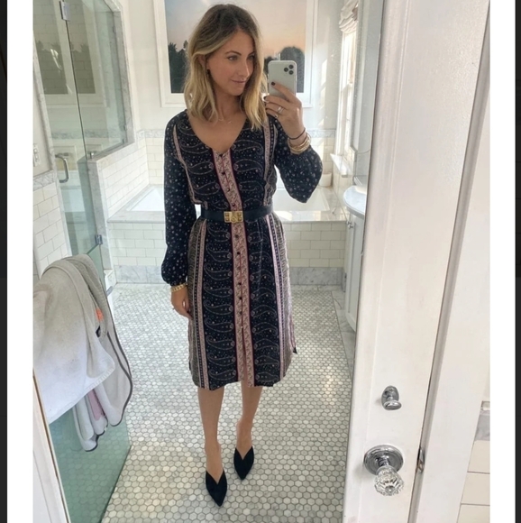 CUPCAKES AND CASHMERE nollie black dress black pink printed small NWT - Picture 1 of 11